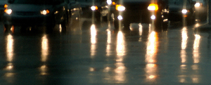 Wet Street At Night Wet streets at night reflecting automobile lights